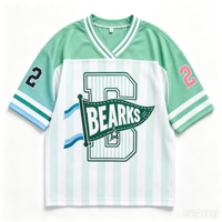 Maillot de football surdimensionné en maille pour femme, t-shirt streetwear vintage à col en V, imprimé graphique rayé, manches courtes