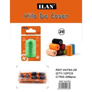 ด้ายเย็บผ้า Ilan 500 ม. สีคละ สำหรับจักรเย็บผ้าและเย็บมือ - Product Image 1