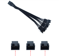 Adaptor Splitter Kipas PWM 3Pin 1 ke 4 Kabel Kustom, Perakitan Kabel untuk Ekstensi Kipas Pendingin CPU PC HUB Berselubung