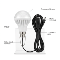 Ampoule LED DC12V pour usage extérieur avec câble de 2,8 m, prise DC5521, interrupteur marche/arrêt, crochet métallique pour un accrochage facile, CRI 80, 6500K