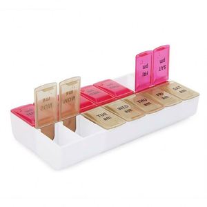 พร้อมส่ง กล่องยาพลาสติกสีน้ำเงินและสีม่วง ขนาดใหญ่ จุได้เยอะ ใช้ได้ 7 วัน 14 ช่อง ขนาด 18*9*3 ซม. รับทำโลโก้ตามสั่ง ขายดี - Product Image 4
