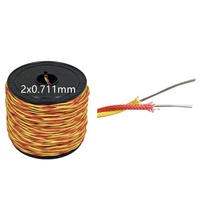 2 x 0.711 mm, Cable Termopar Tipo K de Alta Temperatura 800°C, Código de Color ANSI Amarillo y Rojo, Cable TC para Procesos de Tratamiento Térmico