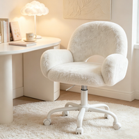 Fauteuil de bureau en velours Teddy à poils longs, avec dossier incurvé et accoudoirs intégrés, idéal pour la maison, le bureau ou les salons de beauté (vente en gros)