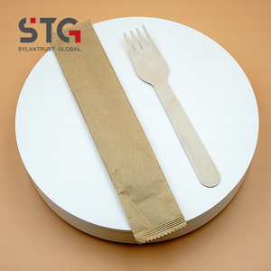 <span class=keywords><strong>Fourchette</strong></span> en bois biodégradable personnalisée OEM ODM de 160 mm (6,3 pouces) enveloppée dans du papier écologique pour les navires de croisière, approuvée LFGB - Product Image 3