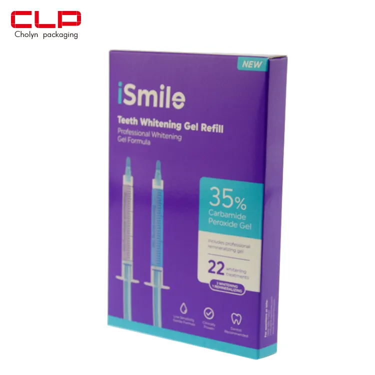 CLP nuovo di arrivo di trasporto personalizzato logo del marchio sbiancamento dei denti gel refill scatola di carta di imballaggio