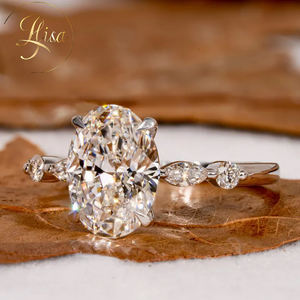 IGI-Zertifizierter Verlobungsring mit Ovalschliff aus 10K, 14K, 18K Gold, Maßgefertigt, CVD/HTHP, 925er Silber, VVS im Labor Gezüchteter Diamant als Seitenring für Damen - Product Image 2