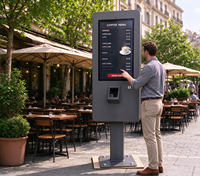 Kiosque de commande en libre-service extérieur de 32 pouces, haute luminosité 2500 nits, écran tactile interactif, affichage du menu