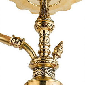 Authentic Khalil Maamoon Shika Tryon Egyptian Brass Shisha Pipe – 36 cm Mirror-Polished Hookah Set with Cairo Bell Base - Product Image 4