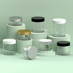 Bán buôn thực phẩm bao bì mỹ phẩm 120ml 150ml 200ml 250ml Pet nhựa mỹ phẩm Kem <span class=keywords><strong>Jar</strong></span> với nắp nhôm - Product Image 1
