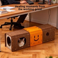 Maison pour chat créative en feutre avec visage souriant, durable, respirante et imperméable, pour toutes les saisons, avec lit et tunnel griffoir