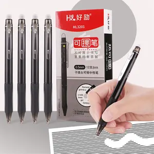 New Arrival korea popular selling blue ink pen stationery items 0.5MM free samples heat press erasable gel pens with eraser