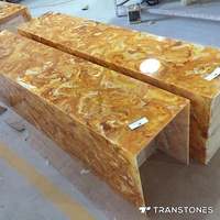 Panneaux muraux intérieurs en pierre frittée pour décoration de la maison, incrustation translucide jaune pour comptoir et mur caractéristique