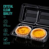 Boîte de boulangerie en PET transparent à 2 compartiments, écologique, avec base séparée, conteneur en plastique jetable pour 2 sandwichs