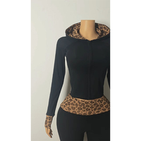 Ensemble de vêtements de détente deux pièces pour femmes, veste à manches longues, pantalon capri à taille pliée, coton élasthanne, tenue d'automne, plusieurs tailles disponibles