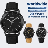 Montre analogique minimaliste pour homme SKMEI 2034, boîtier en alliage de zinc, bracelet en cuir, étanche 30 m, montre-bracelet classique pour homme, quartz
