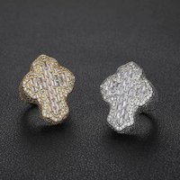 Bague Chevalière Mlluki en Laiton Plaqué Or avec Cadre Ondulé, Zircons Baguette et Ronds, et Micro-Bordure pour Hommes, Bijoux Hip Hop