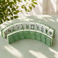 Jeu de Mahjong américain original, 160 tuiles, mosaïque émeraude en acrylique 4 couches, grand motif gravé en profondeur, pour joueurs professionnels, vente en gros