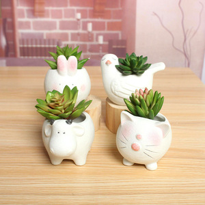 9 petits animaux en céramique chien chat cochon lapin oiseau Gost plante Pot de fleur en pot conteneur Mini jardinière - Product Image 2
