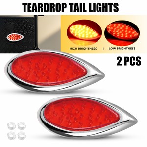 2 luces traseras LED rojas en forma de lágrima para camión y remolque, con función de freno, direccional y estacionamiento. - Product Image 3