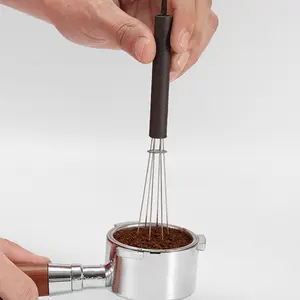 Espresso Coffee Stirrer, Coffee Stirring Tamper WDT Distribution Tool, Leather Handle with Lanyard Needle Type Distributor