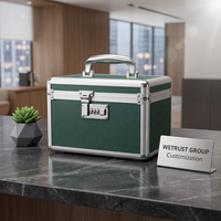 Kotak Penyimpanan Multiguna Minimalis Aluminium Brushed dengan Logo Custom untuk Perlengkapan Medis & Kosmetik, Warna Ungu untuk Hijau - 25.9x17.3x17.5cm