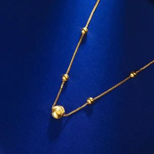 Xinfly Wholesale 18K <b>Solid</b> Gold 3D Hard Chopin Bead Chain Cute Women's Jewelry <b>Necklace</b> for Weddings and Parties - Product Image 4