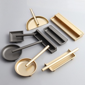 Bord encastré à montage encastré noir et or tiroir porte armoire dissimuler cuisine poignée de traction cachée pour meubles bouton de cuisine ZINC - Product Image 1