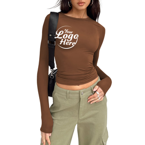 Camisa de manga larga de moda para mujer de algodón 2025, Tops cortos básicos ajustados, ropa bonita de otoño e invierno para niñas - Product Image 3