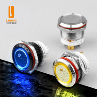 Interruptor de Botón Pulsador LANBOO de 19 mm, Interruptor de Cortocircuito de Alta Corriente 1NO 5-24 V 220 V con Gran Superficie de Contacto y Voltaje Personalizable