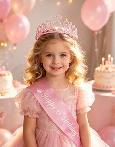Set Corona e Fascia Rosa per Bambine di 6 Anni Crownia Leixi, Accessori per Feste di <span class=keywords><strong>Compleanno</strong></span> - Product Image 3