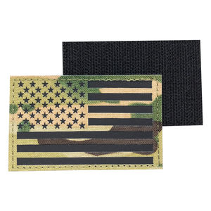 5x8CM Black Reflective Badge Custom Logo Laser Cut Reflective <strong>Flag</strong> <strong>Patches</strong> <strong>Hook</strong> <strong>Fastener</strong> Backing - Product Image 2