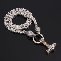 Collier Serpent en Acier Inoxydable, Chaîne Byzantine, Bijoux Viking Nordiques, Collier Punk, Pendentif Marteau de Thor Nordique