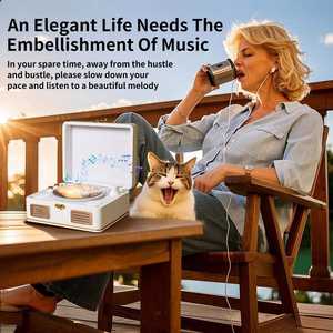 Lecteur CD Bluetooth vintage personnalisé en usine, boîte à musique portable, son haute fidélité, finition grain de bois, appareil audio portable pour les amateurs de musique - Product Image 5
