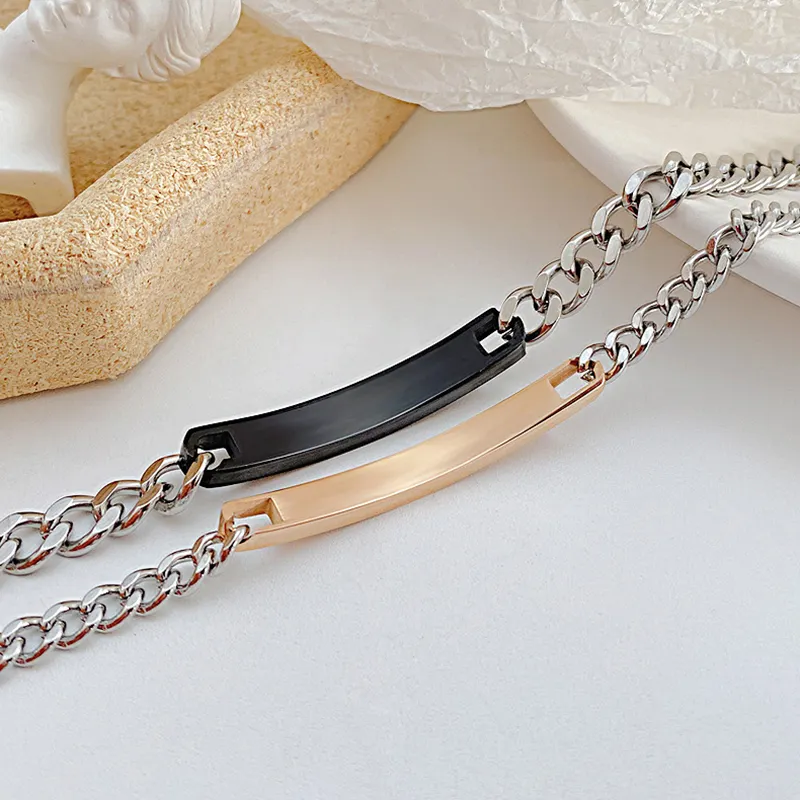 Custom Minimal Bracelet Set Stainless Steel Friendship Bracelet Her King His Queen Bracelet Couples Gift For Him Her