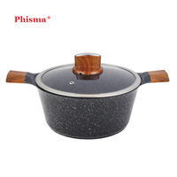 Ensemble de casseroles en aluminium moulé sous pression Phisma avec couvercles en verre et revêtement céramique antiadhésif compatible induction, grand format