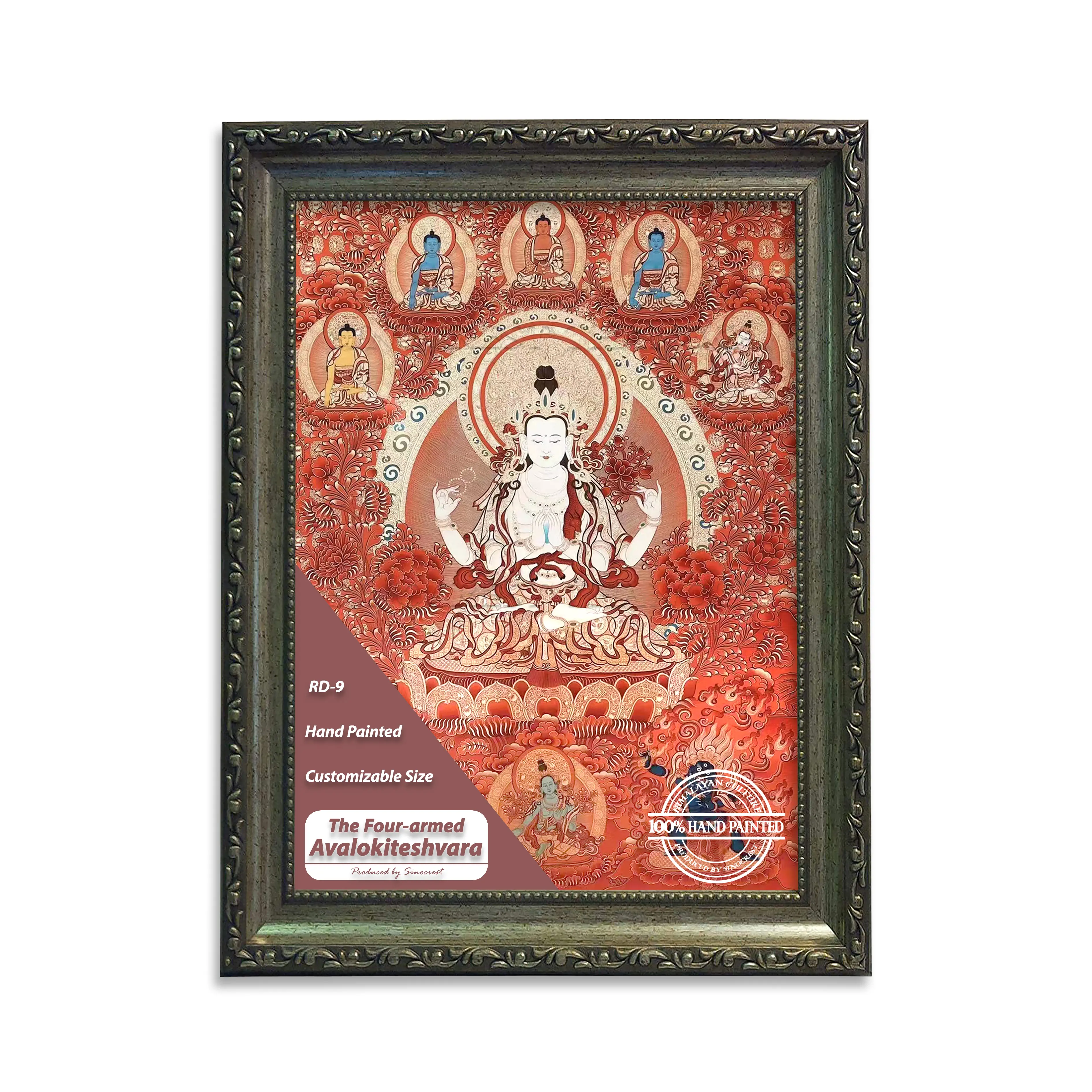 ההימלאיה סגנון פנים קישוט ציור את ארבעה חמושים Avalokiteshvara יד צבוע Thangka משלוח חינם
