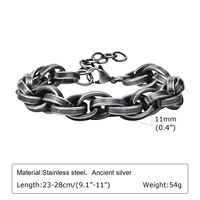 Bracelet chaîne à maillons en acier inoxydable vintage classique rétro fait main pour hommes et femmes
