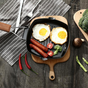 Vente en gros marmite à steak profonde pratique pliante à double bec poêle à frire en métal antiadhésive rayée pour steak poêle spéciale cuisine à domicile - Product Image 1