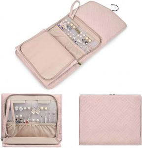 Étui de rangement pour bijoux de voyage pliable BSCI avec cintre pour les voyages - bagues, colliers, bracelets - Product Image 4
