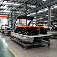 Bateau ponton de luxe personnalisable et spacieux à 12 places, avec clôture sportive, échelle de bain, table et écran – Embarcation nautique haut de gamme