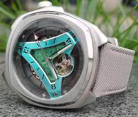 Reloj de Pulsera para Hombre, Esqueleto, Mecánico Automático, Correa de Silicona Cuadrada