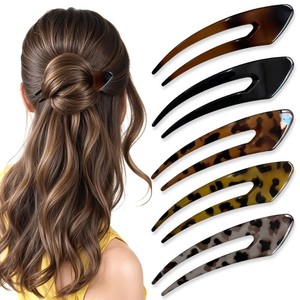 Pince à cheveux en acétate style français, simple, polyvalente et élégante, en forme de U, pour queue de cheval, accessoire capillaire - Product Image 1