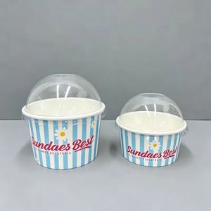 Vasos de Papel Kraft Biodegradables Desechables de Pared Simple con Tapas de Cúpula para Helado, Yogur y Galletas, Impresión Personalizada al por Mayor - Product Image 2