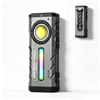 Lampe torche LED d'urgence extérieure 1500LM COB avec lumière latérale RGB et clip magnétique pour le camping, la réparation automobile et la course à pied