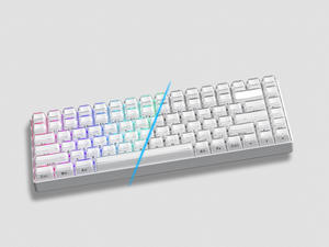 Teclas de cristal blanco grabadas lateralmente con textura de gelatina para teclado mecánico con interruptores cruzados - Product Image 3