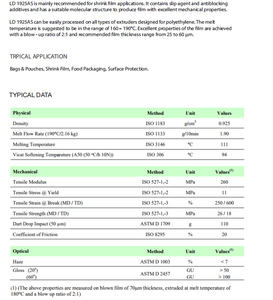Granulés de LDPE Tasnee 1925AS, granulés vierges de polyéthylène basse densité, feuille de polyéthylène, matériau plastique vierge, granulés de LDPE - Product Image 2