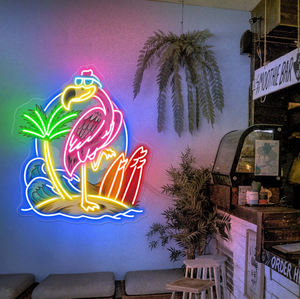 Letreros LED 3D de Neón Flamingo con Clasificación IP65, DC12V, Regulables, para Decoración de Bares al Aire Libre, <span class=keywords><strong>Luz</strong></span> de Surf, <span class=keywords><strong>Hola</strong></span> Verano, Acrílico, Jardín Interior - Product Image 5