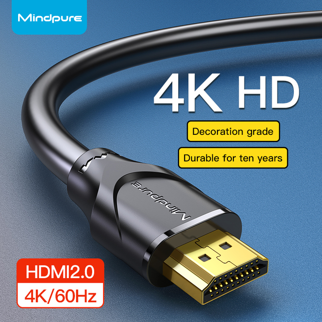 Mindpure 4K HDMI 2.0 Cable High Speed 18Gbps, Gold-Plated Shielded HDMI to HDMI Cord for PC Laptop Monitor Projector Smart TV
