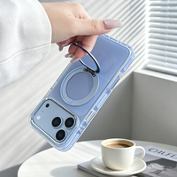 JOYPORODO B542 Étui de téléphone de luxe avec support magnétique rotatif pour iPhone 18 17 Pro Max, coque transparente antichoc
