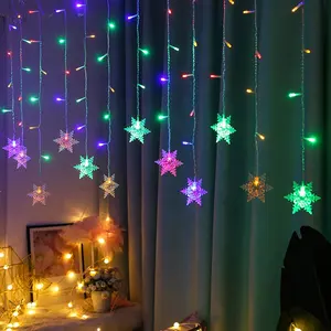 Cortina de estrelas para parede, cortina de led para decoração de casa